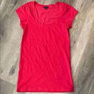 Theory Juin Short Sleeve Top Layering Tee Womens T-Shirt Medium Red Slim Fit